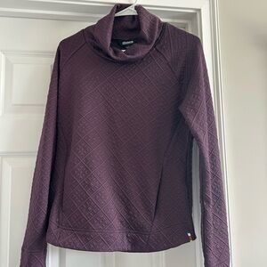 Quilted Cowl Neck Sweatshirt in Plum